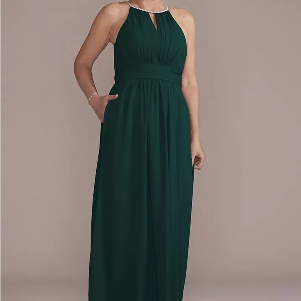 Georgette Gown with Keyhole and Jeweled Neckline